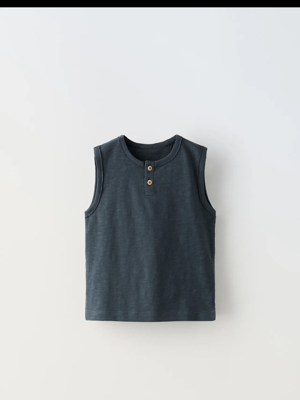 Zara Boys' Sleeveless Henley Tank - Dark Charcoal